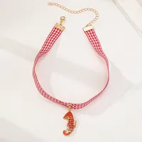 Hippocampus Fish Cute Alloy Cloth Pendant Necklace Wholesale main image 3