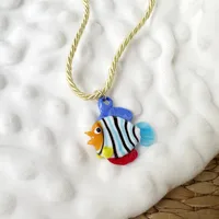 Fish Cute Marine Style Glass Rope Pendant Necklace Wholesale main image 4