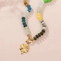 Géométrique Forme De Cœur Élégant Acier Inoxydable 304 La Pierre Naturelle Collier De Gros main image 4