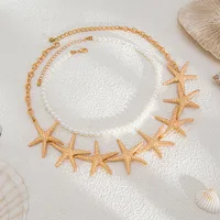 Starfish Elegant Imitation Pearl Alloy Necklace Wholesale main image 4