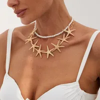 Starfish Elegant Imitation Pearl Alloy Necklace Wholesale sku image 1