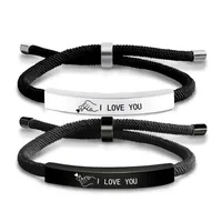 Letter French Style Romantic Simple Style 304 Stainless Steel Rope Bracelets Wholesale main image 3