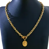 Portrait Élégant Femme Style Romain Acier Inoxydable 304 Plaqué Or 18K Pendentif Fermoir Ot Fermeture Par Fermoir À Bascule main image 3