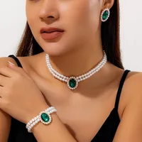 Elegant Imitation Pearl Alloy Turquoise Geometric Rhinestones Women's Jewelry Set sku image 9