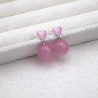 Elegant Alloy Cat's Eye Stone Round Heart Shape Women's Earrings Necklace sku image 2