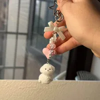 Mignon Résine Animal Forme De Cœur Noeud D'Arc Unisexe Pendentif De Sac Porte-Clés main image 3