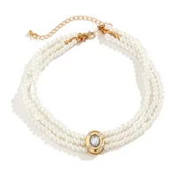 Elegante Perla De Imitación Aleación Turquesa Geométrico Diamantes De Imitación Mujeres Conjunto De Joyas main image 3