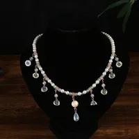Geometric Water Droplets Elegant Lady Imitation Pearl Alloy Glass Multi Charms Necklace Wholesale main image 2