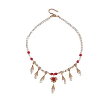 Geometric Water Droplets Elegant Lady Imitation Pearl Alloy Glass Multi Charms Necklace Wholesale main image 5
