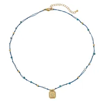 Geometric Water Droplets Elegant Lady 304 Stainless Steel Turquoise Freshwater Pearl Pendant Necklace Wholesale sku image 1