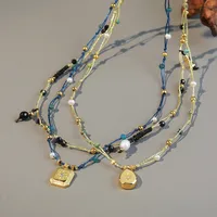 Geometric Water Droplets Elegant Lady 304 Stainless Steel Turquoise Freshwater Pearl Pendant Necklace Wholesale main image 4