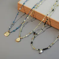 Geometric Water Droplets Elegant Lady 304 Stainless Steel Turquoise Freshwater Pearl Pendant Necklace Wholesale main image 5