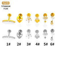 1 Piece Titanium Alloy Casual Sexy Commute Alien Crown Flower Zircon 18K Gold Plated Plating Hollow Out Lip Rings Ear Cartilage Rings & Studs Nose Rings & Studs main image 6