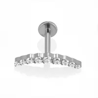 1 Piece Titanium Alloy Casual Sexy Commute Alien Crown Flower Zircon 18K Gold Plated Plating Hollow Out Lip Rings Ear Cartilage Rings & Studs Nose Rings & Studs sku image 1
