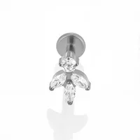 1 Piece Titanium Alloy Casual Sexy Commute Alien Crown Flower Zircon 18K Gold Plated Plating Hollow Out Lip Rings Ear Cartilage Rings & Studs Nose Rings & Studs sku image 7