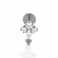 1 Piece Titanium Alloy Casual Sexy Commute Alien Crown Flower Zircon 18K Gold Plated Plating Hollow Out Lip Rings Ear Cartilage Rings & Studs Nose Rings & Studs sku image 4