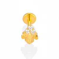 1 Piece Titanium Alloy Casual Sexy Commute Alien Crown Flower Zircon 18K Gold Plated Plating Hollow Out Lip Rings Ear Cartilage Rings & Studs Nose Rings & Studs sku image 12