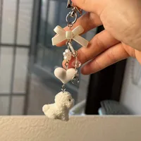 Lindo Resina Animal Forma De Corazón Nudo De Lazo Unisexo Colgante De Bolsa Llaveros main image 4
