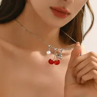 Cereza Elegante Estilo Moderno Aleación Aleación De Zinc Collar Colgante Venta Al Por Mayor main image 1