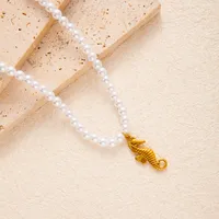 Starfish Conch Hippocampus Marine Style Modern Style Artificial Pearl Zinc Alloy Pendant Necklace Wholesale sku image 3