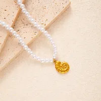 Starfish Conch Hippocampus Marine Style Modern Style Artificial Pearl Zinc Alloy Pendant Necklace Wholesale sku image 1