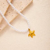 Starfish Conch Hippocampus Marine Style Modern Style Artificial Pearl Zinc Alloy Pendant Necklace Wholesale sku image 5