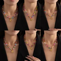 Heart Shape Bow Knot Cute Modern Style 304 Stainless Steel Resin Seed Bead Pendant Necklace Wholesale main image 4