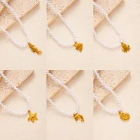 Starfish Conch Hippocampus Marine Style Modern Style Artificial Pearl Zinc Alloy Pendant Necklace Wholesale main image 3