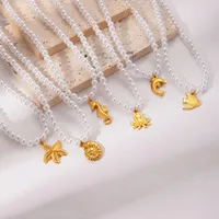 Starfish Conch Hippocampus Marine Style Modern Style Artificial Pearl Zinc Alloy Pendant Necklace Wholesale main image 4