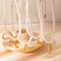 Starfish Conch Hippocampus Marine Style Modern Style Artificial Pearl Zinc Alloy Pendant Necklace Wholesale main image 5