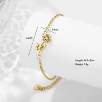 Petal Lotus Chrysanthemum Elegant Cute Lady 201 Stainless Steel Bracelets In Bulk main image 2