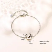 Paw Print Bell Snowman Cute Hip-Hop Simple Style 201 Stainless Steel Bracelets In Bulk sku image 1