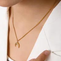Moon Elegant Lady 304 Stainless Steel 18K Gold Plated Pendant Necklace Lobster Trigger Clasp Closure main image 4