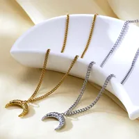 Moon Elegant Lady 304 Stainless Steel 18K Gold Plated Pendant Necklace Lobster Trigger Clasp Closure main image 5