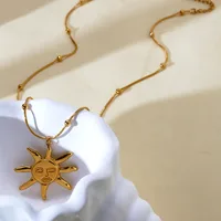 Soleil Élégant Femme Acier Inoxydable 304 Plaqué Or 18K Pendentif Fermeture À Boucle De Type Homard main image 5