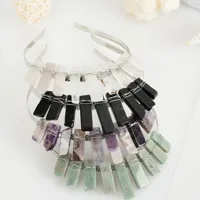 Femmes Géométrique Couleur Unie Rétro Pastorale Alliage Gemme Bande De Cheveux main image 2