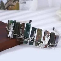 Femmes Insecte Lune Couleur Unie Classique Pastorale Artistique Gemme Le Fer Bande De Cheveux main image 3