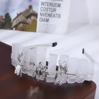 Femmes Insecte Lune Couleur Unie Classique Pastorale Artistique Gemme Le Fer Bande De Cheveux main image 5