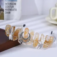 Femmes Insecte Lune Couleur Unie Classique Pastorale Artistique Gemme Le Fer Bande De Cheveux main image 8