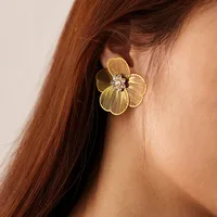 1 Pair Solid Color Simple Style 304 Stainless Steel 18K Gold Plated Artificial Rhinestones Plating Inlay Ear Studs main image 3