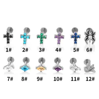 1 Piece Titanium Alloy Casual Simple Style Commute Cross Spider Bird Zircon Polishing Lip Rings Ear Cartilage Rings & Studs Nose Rings & Studs main image 6
