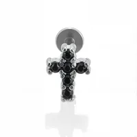1 Piece Titanium Alloy Casual Simple Style Commute Cross Spider Bird Zircon Polishing Lip Rings Ear Cartilage Rings & Studs Nose Rings & Studs sku image 1