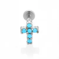 1 Piece Titanium Alloy Casual Simple Style Commute Cross Spider Bird Zircon Polishing Lip Rings Ear Cartilage Rings & Studs Nose Rings & Studs sku image 9