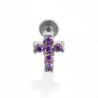 1 Piece Titanium Alloy Casual Simple Style Commute Cross Spider Bird Zircon Polishing Lip Rings Ear Cartilage Rings & Studs Nose Rings & Studs sku image 11