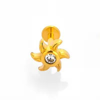 1 Piece 316L Stainless Steel  Casual Nordic Style Simple Style Animal Gesture Butterfly Zircon 18K Gold Plated Polishing Plating Hollow Out Lip Rings Ear Cartilage Rings & Studs Nose Rings & Studs main image 5