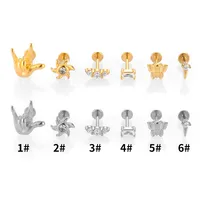 1 Piece 316L Stainless Steel  Casual Nordic Style Simple Style Animal Gesture Butterfly Zircon 18K Gold Plated Polishing Plating Hollow Out Lip Rings Ear Cartilage Rings & Studs Nose Rings & Studs main image 6