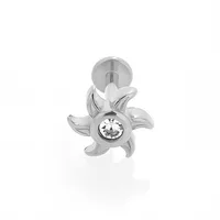 1 Piece 316L Stainless Steel  Casual Nordic Style Simple Style Animal Gesture Butterfly Zircon 18K Gold Plated Polishing Plating Hollow Out Lip Rings Ear Cartilage Rings & Studs Nose Rings & Studs sku image 2