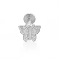 1 Piece 316L Stainless Steel  Casual Nordic Style Simple Style Animal Gesture Butterfly Zircon 18K Gold Plated Polishing Plating Hollow Out Lip Rings Ear Cartilage Rings & Studs Nose Rings & Studs sku image 4