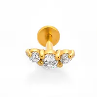 1 Piece 316L Stainless Steel  Casual Nordic Style Simple Style Animal Gesture Butterfly Zircon 18K Gold Plated Polishing Plating Hollow Out Lip Rings Ear Cartilage Rings & Studs Nose Rings & Studs sku image 12