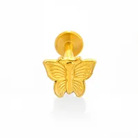 1 Piece 316L Stainless Steel  Casual Nordic Style Simple Style Animal Gesture Butterfly Zircon 18K Gold Plated Polishing Plating Hollow Out Lip Rings Ear Cartilage Rings & Studs Nose Rings & Studs sku image 9